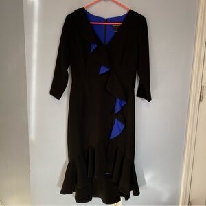 Shani V-Neck 3/4-Sleeve High-Low Ruffle Crepe Dress 
New with tags. NWT